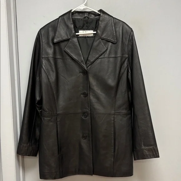 Franklin Allen Women’s Black Genuine Leather Jacket / Blazer – Size L - Picture 1 of 9
